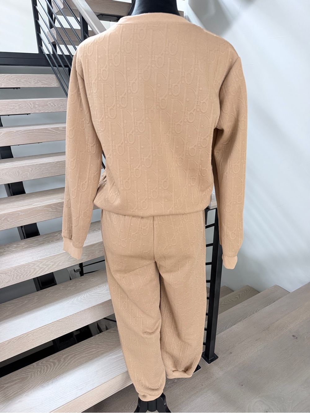 Dior Beige Embossed Logo Sweater Tracksuit Set with pants size M - Picture 6 of 6